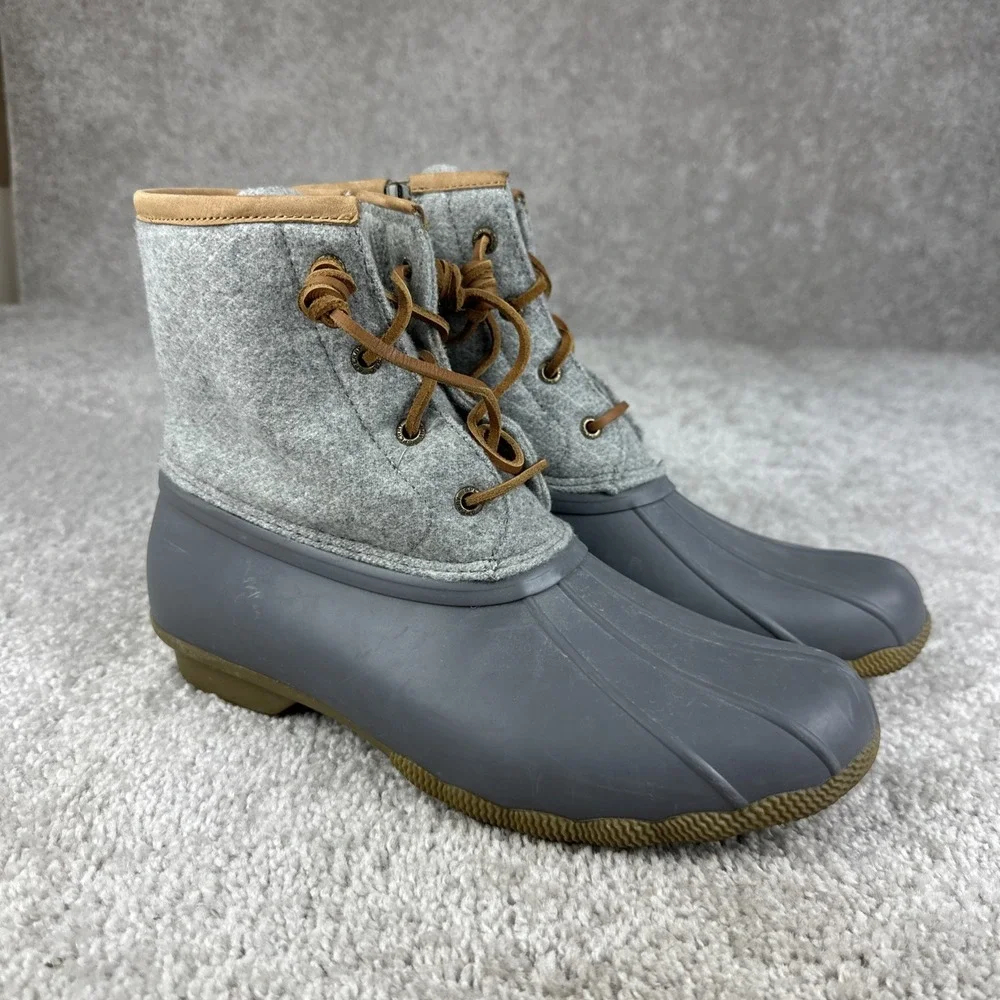 Sperry Duck Boots STS82475 Womens 10 Grey Wool Zip Lined Winter Rain‎ Snow Boots